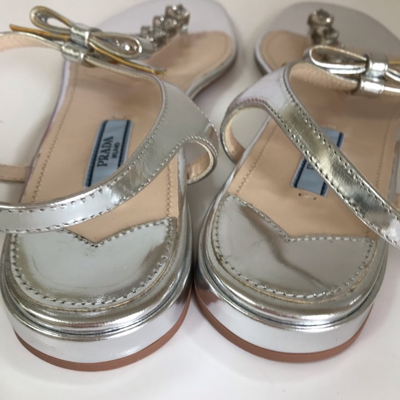 Prada Silver Rhinestone Sandals New wo Box - Picture 5 of 8